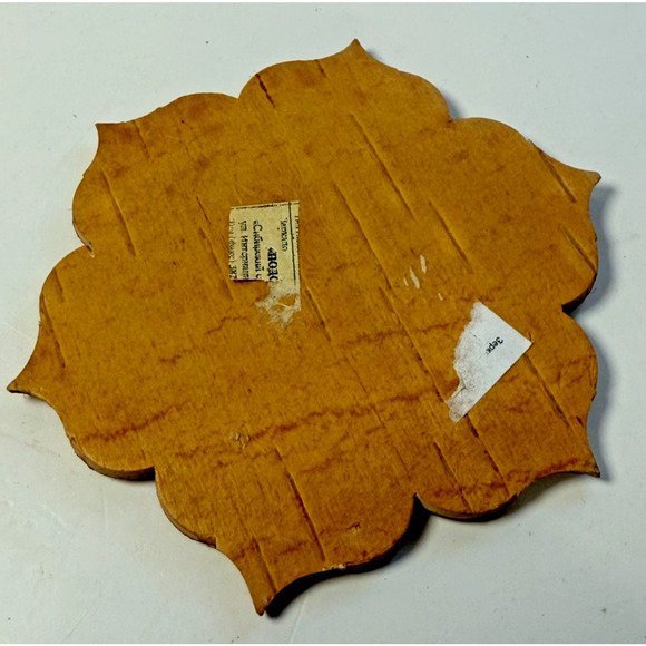 Vintage Handmade Russian Birch Wood Decorated Compact Mirror - Picture 2 of 4